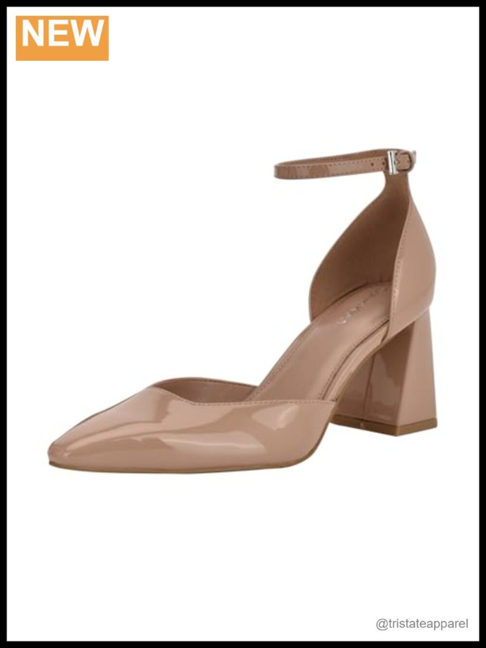 Calvin Klein Nalene Faux Leather Pointed Toe Block Heel Dress Pumps